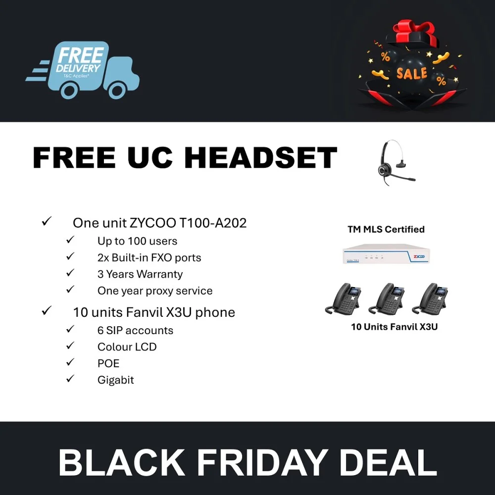 UC100+ Bundle of PBX with 10 IP-Phones